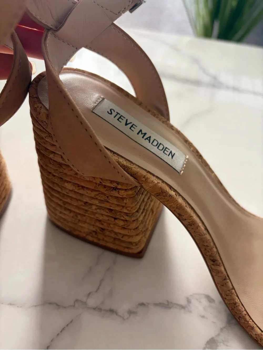 Steve Madden Brown Cork Block Heel Sandals